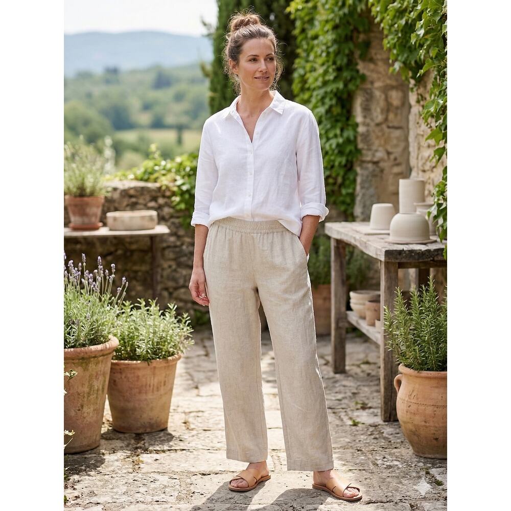Old Navy Womens XL Coastal Minimalist Resortwear Vacation Linen Wide Leg Pants - Picture 2 of 11
